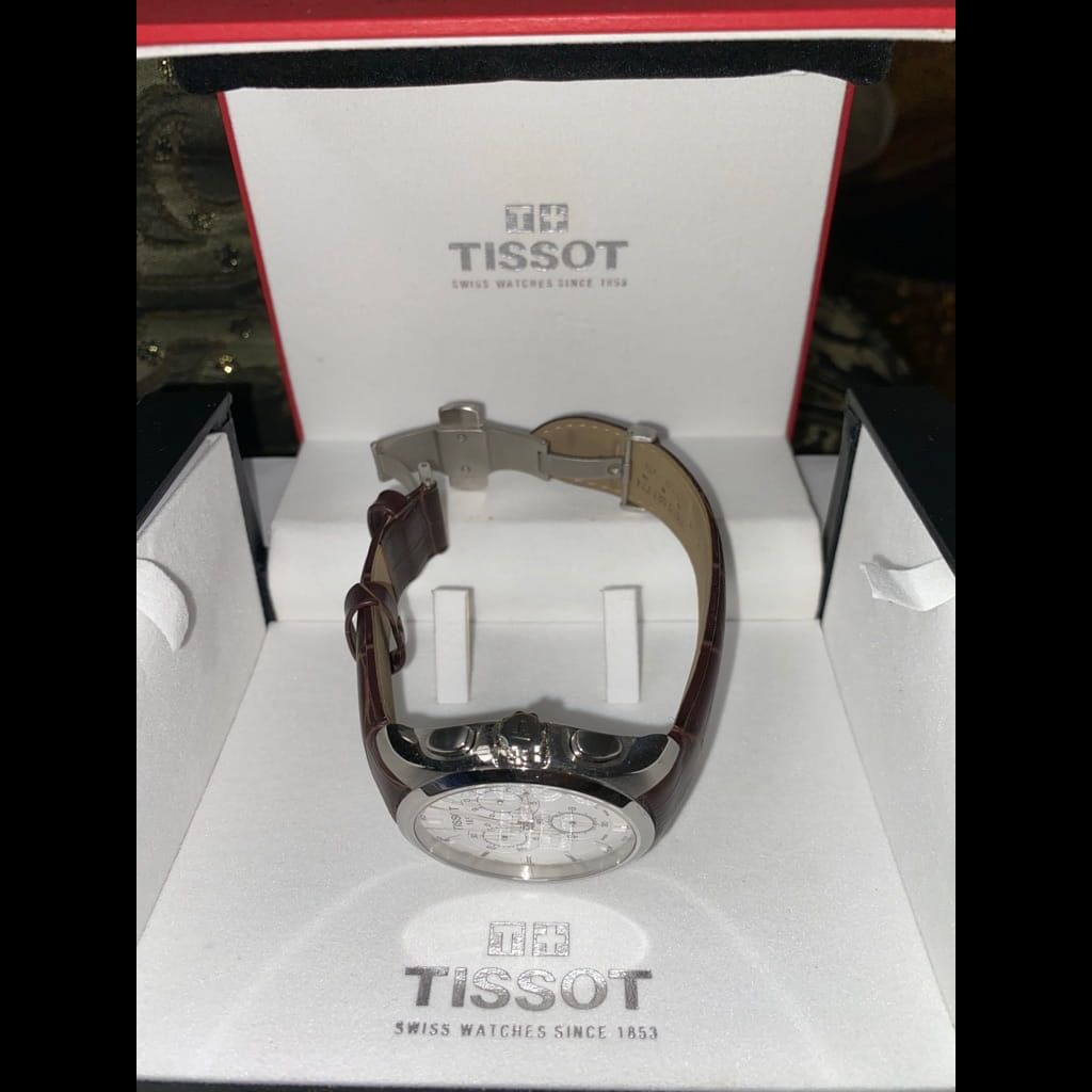 Tissot Men's T0356171603100 Couturier Silver Stainless Steel Chronograph Watch With Brown Leather Band
