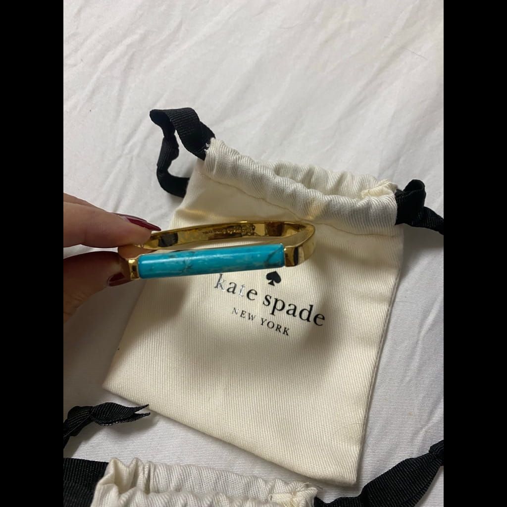 Kate spade gold bangle with turquoise