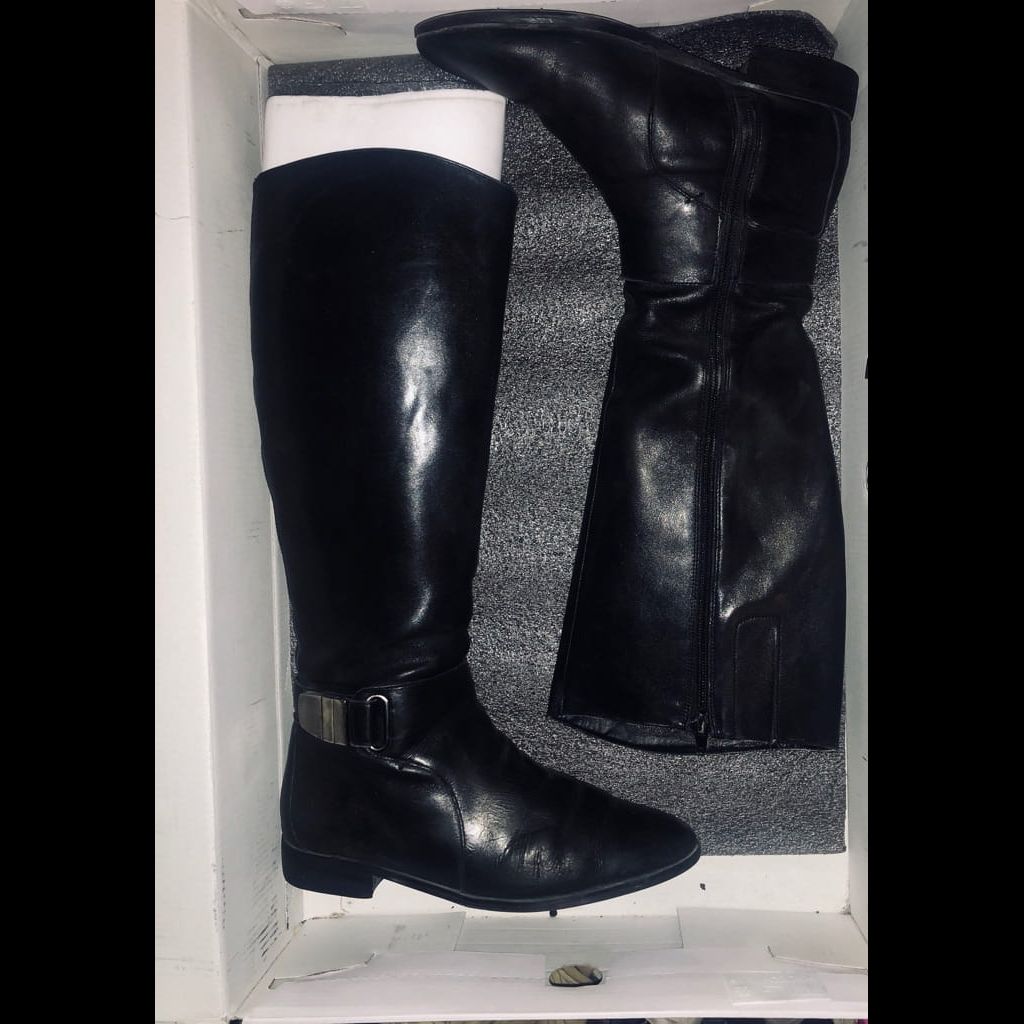 Nine west black genuine leather boots