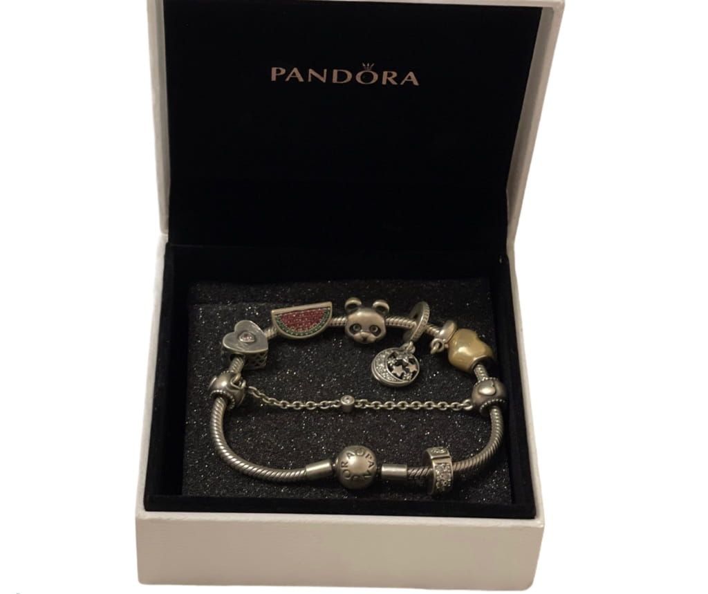 Pandora with charms and chains