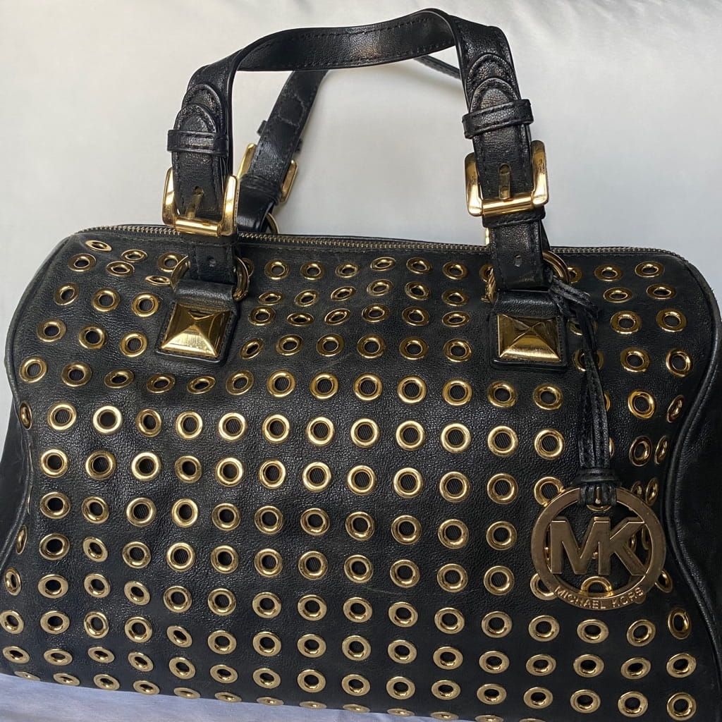 Michael Kors Grayson Leather Grommet Satchel Handbag