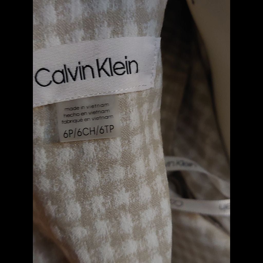 Checked beige and white Calvin Klein dress