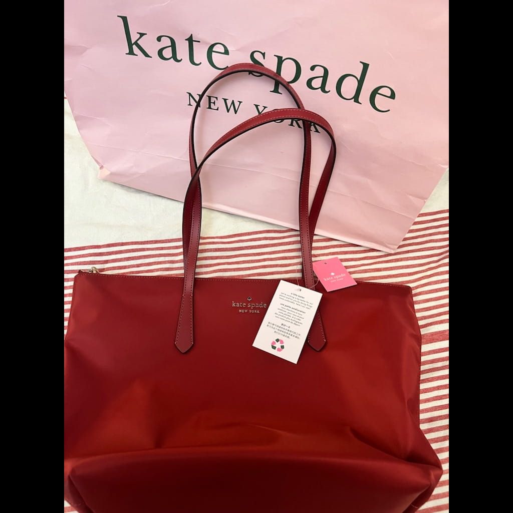 Kate Spade Hayden TopZip Burgundy Nylon Tote Bag