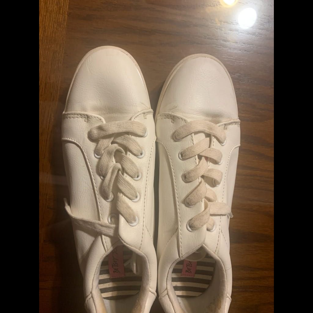 White Betsey Johnson white embroidered eye sneakers