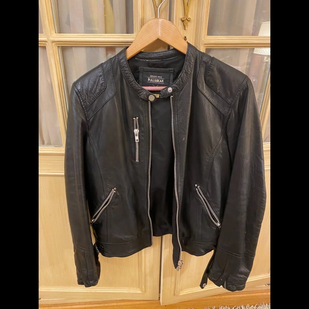 Pull&bear black leather jacket