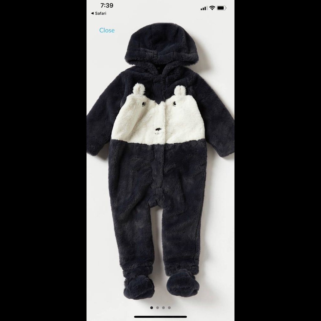 Juniors Panda hooded coverall with long sleeves size