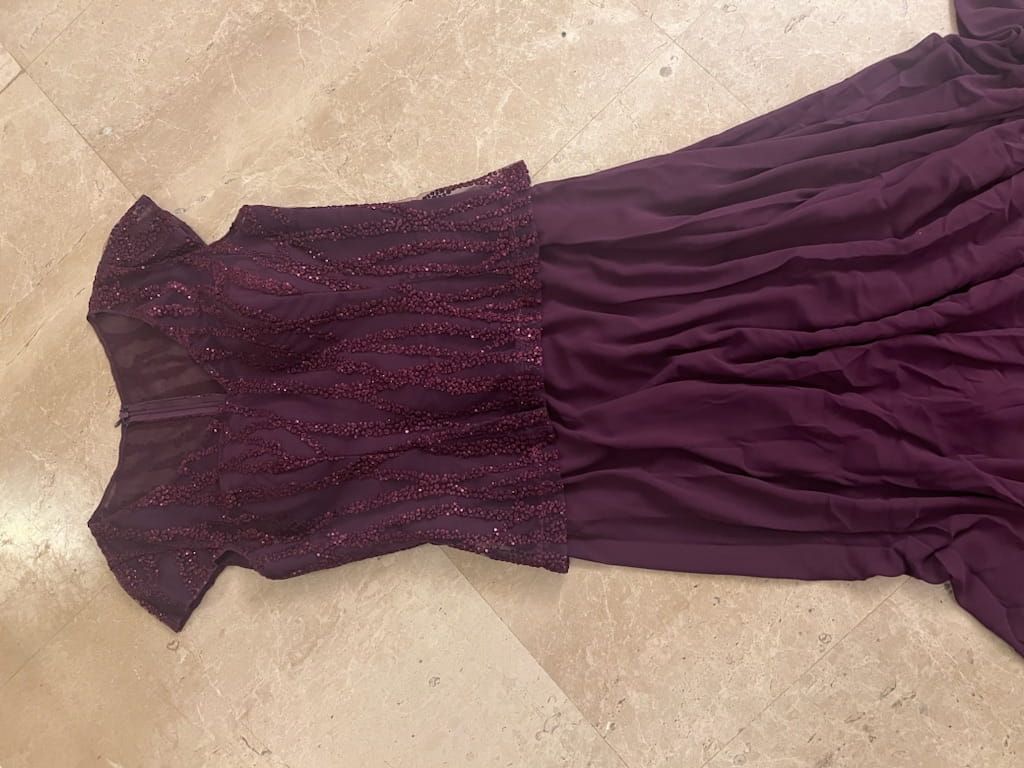 Elegant Burgundy sequin Long Dress