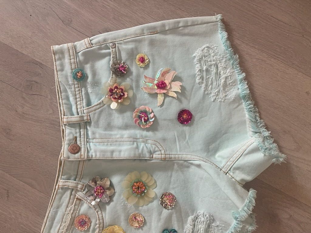 Mint bylisa denim shorts with flowers
