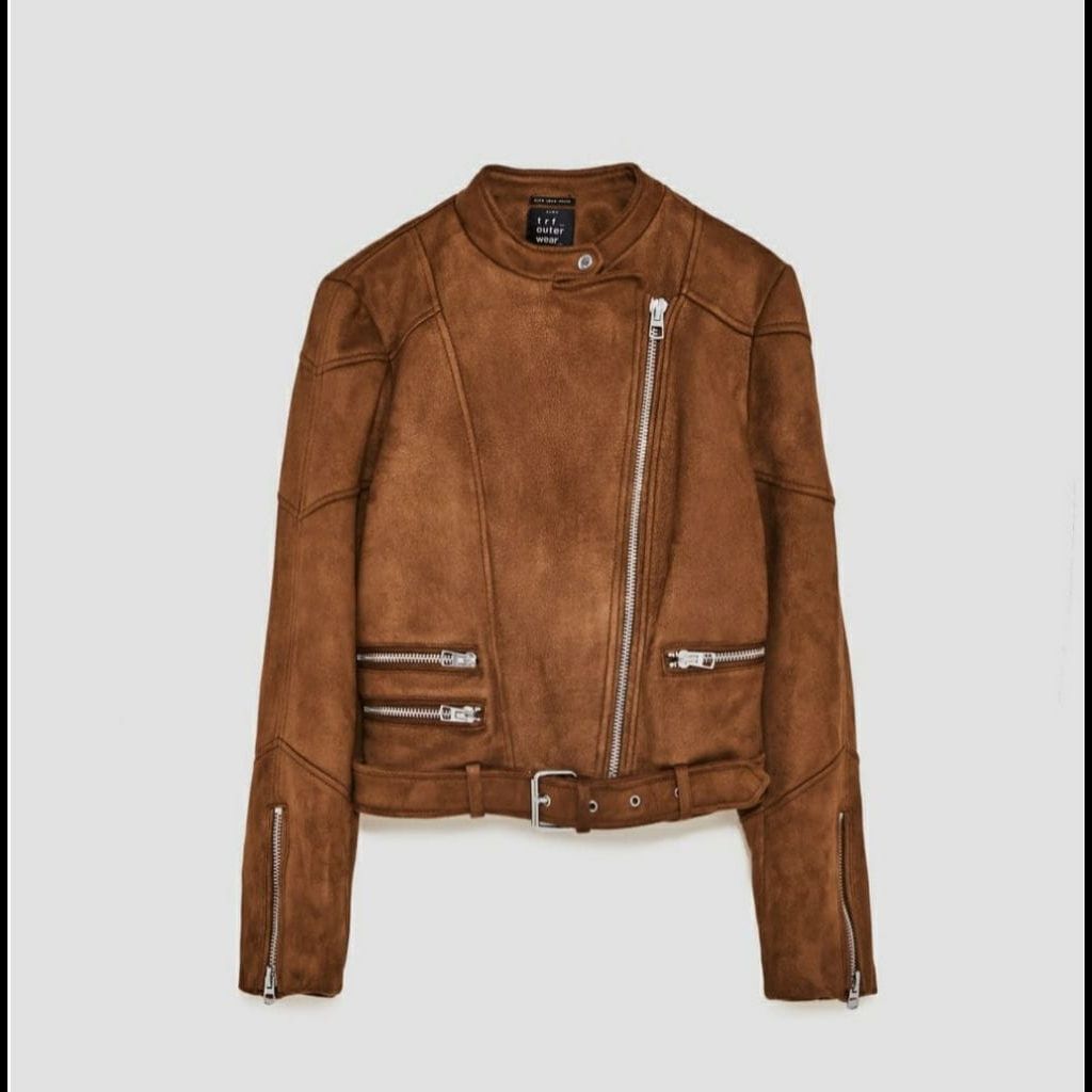 Brand New Zara Fauxe Velvet Biker Jacket