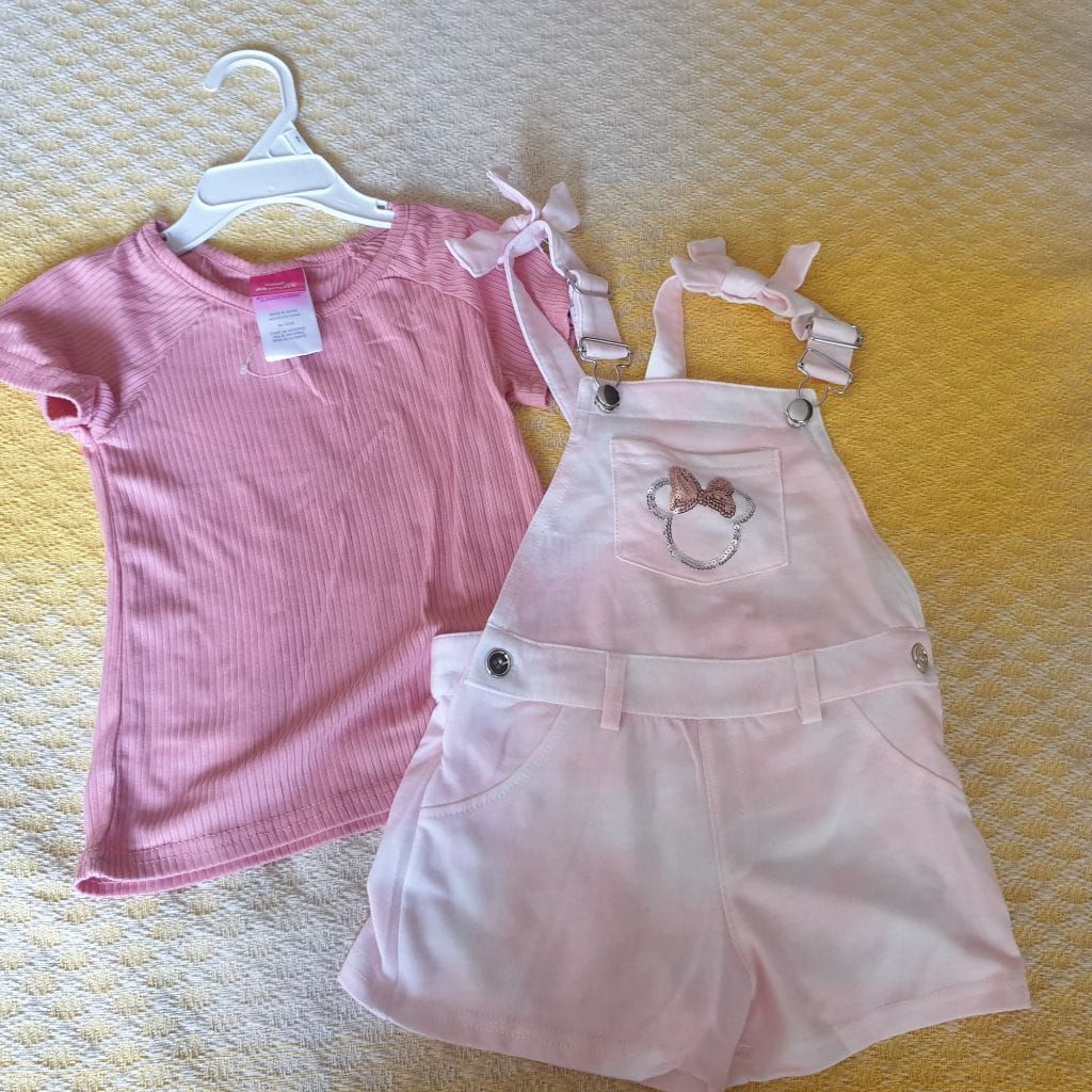 Disney Junior Girls Minnie Tshirt and Romper Tie Dye Set