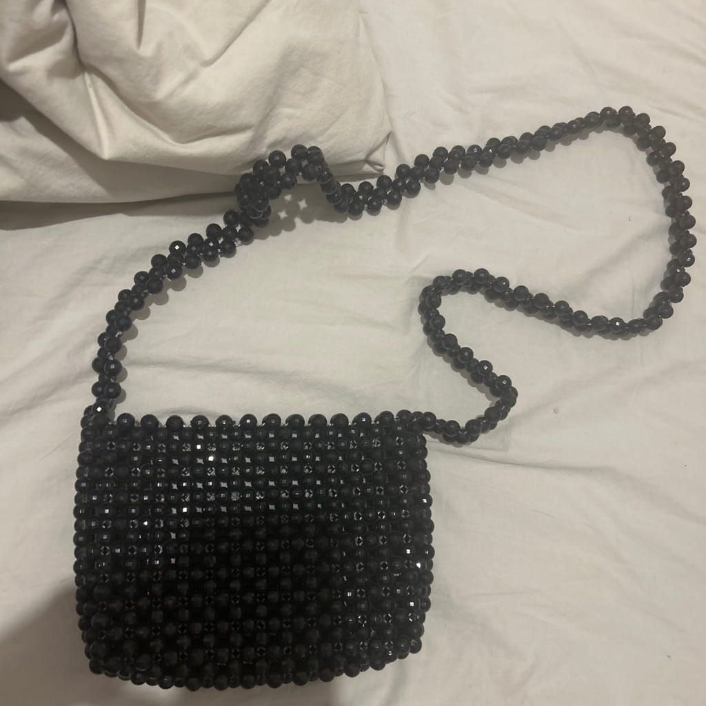 Beaded black bag