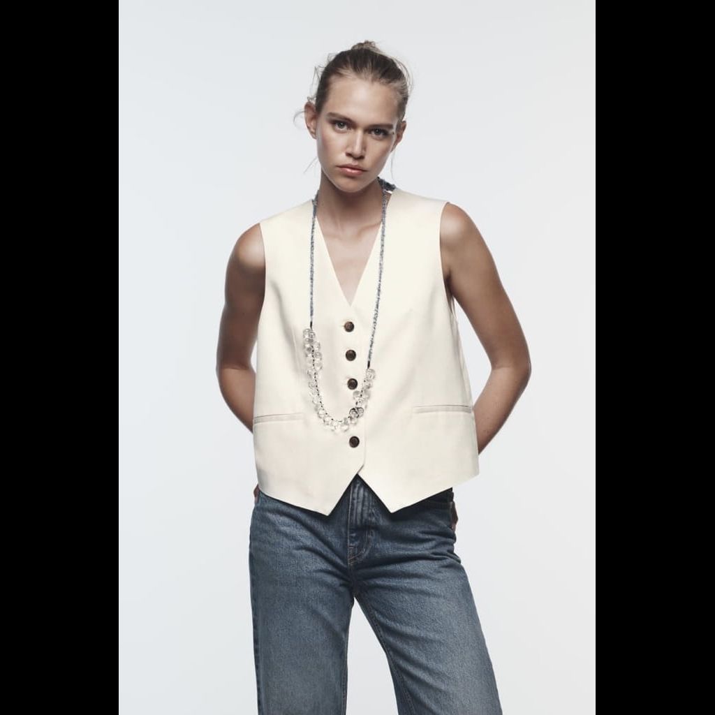 Brand New with tags Zara off-white vest waistcoat