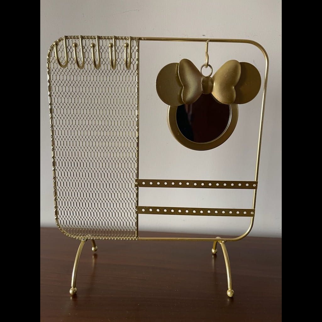 Gold Metall jewelry holder with small mirror Minnie Mouse
