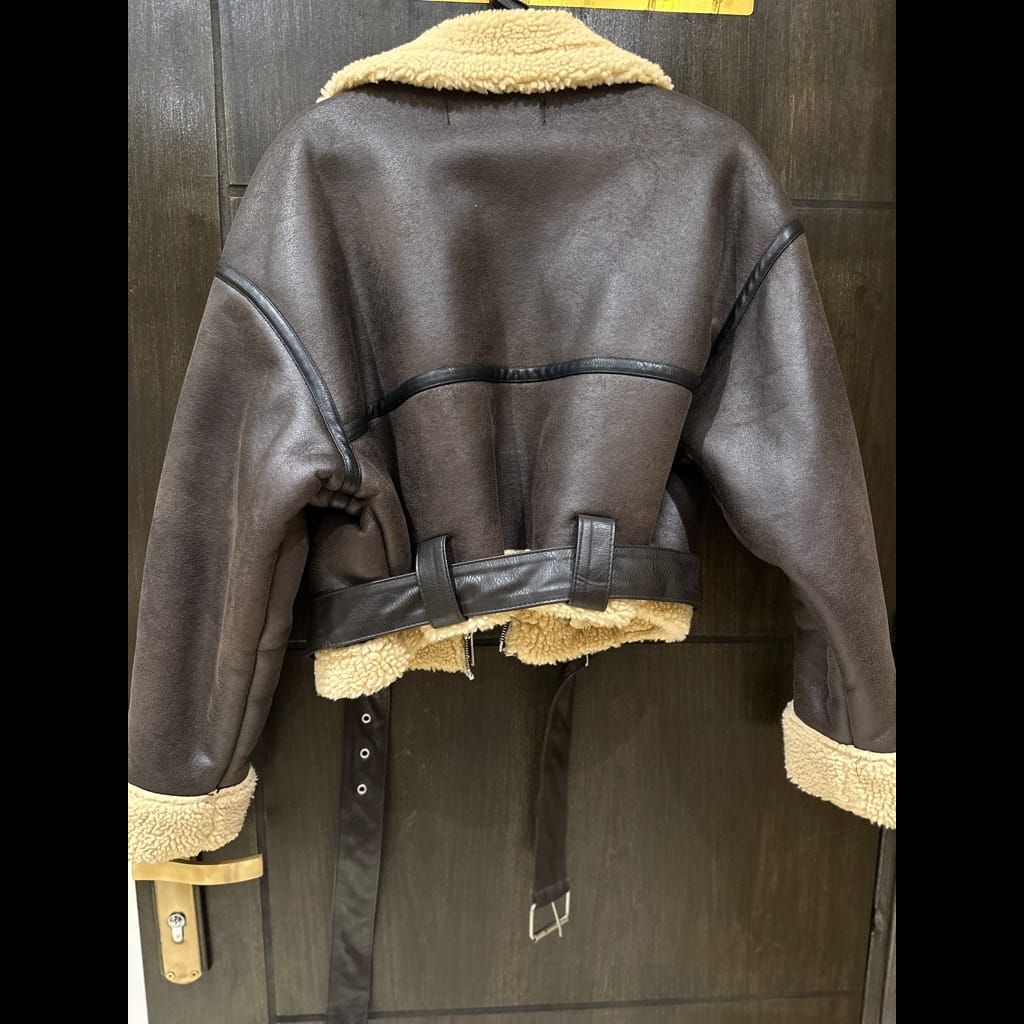 Zara brown leather effect jacket