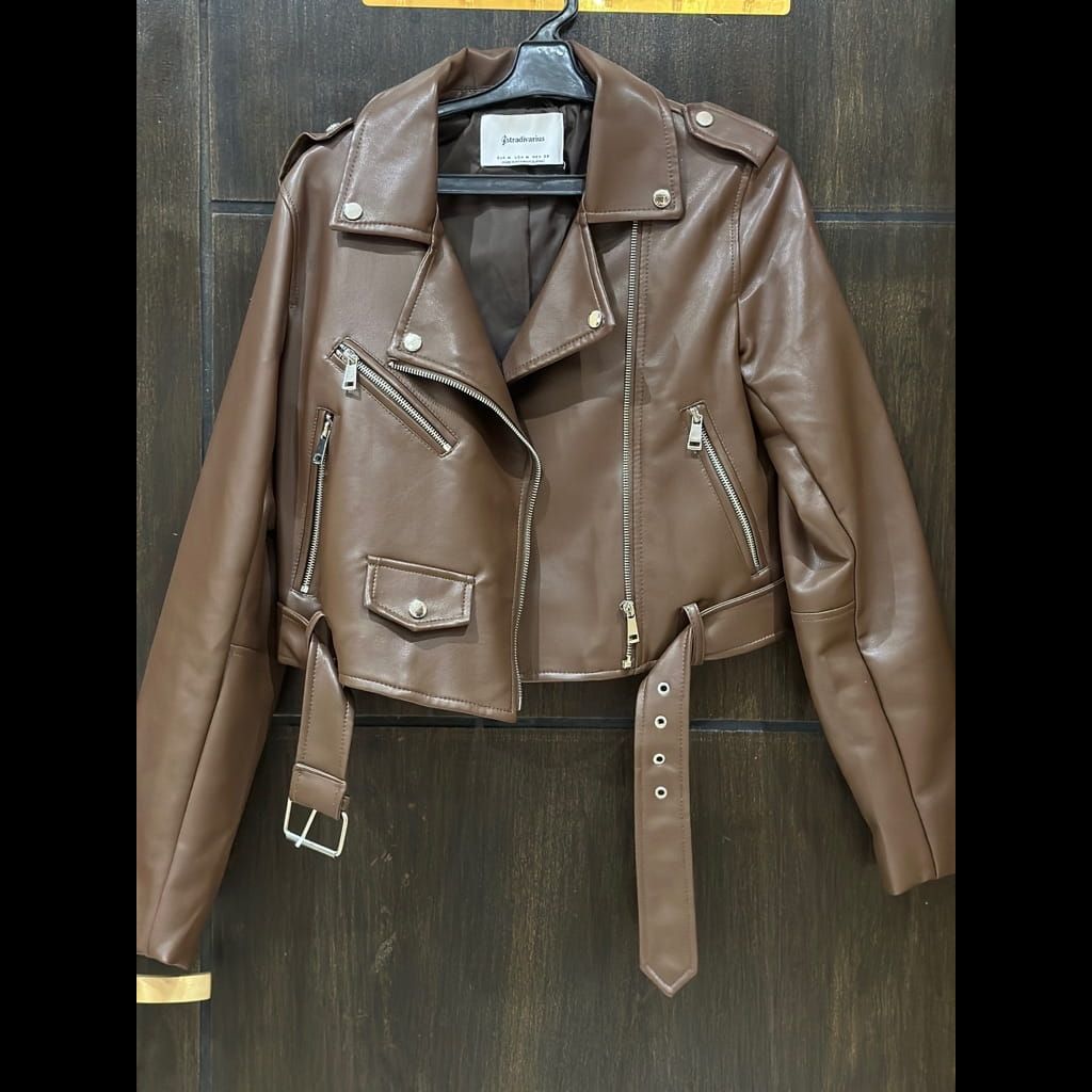 Stradivarius brown leather jacket