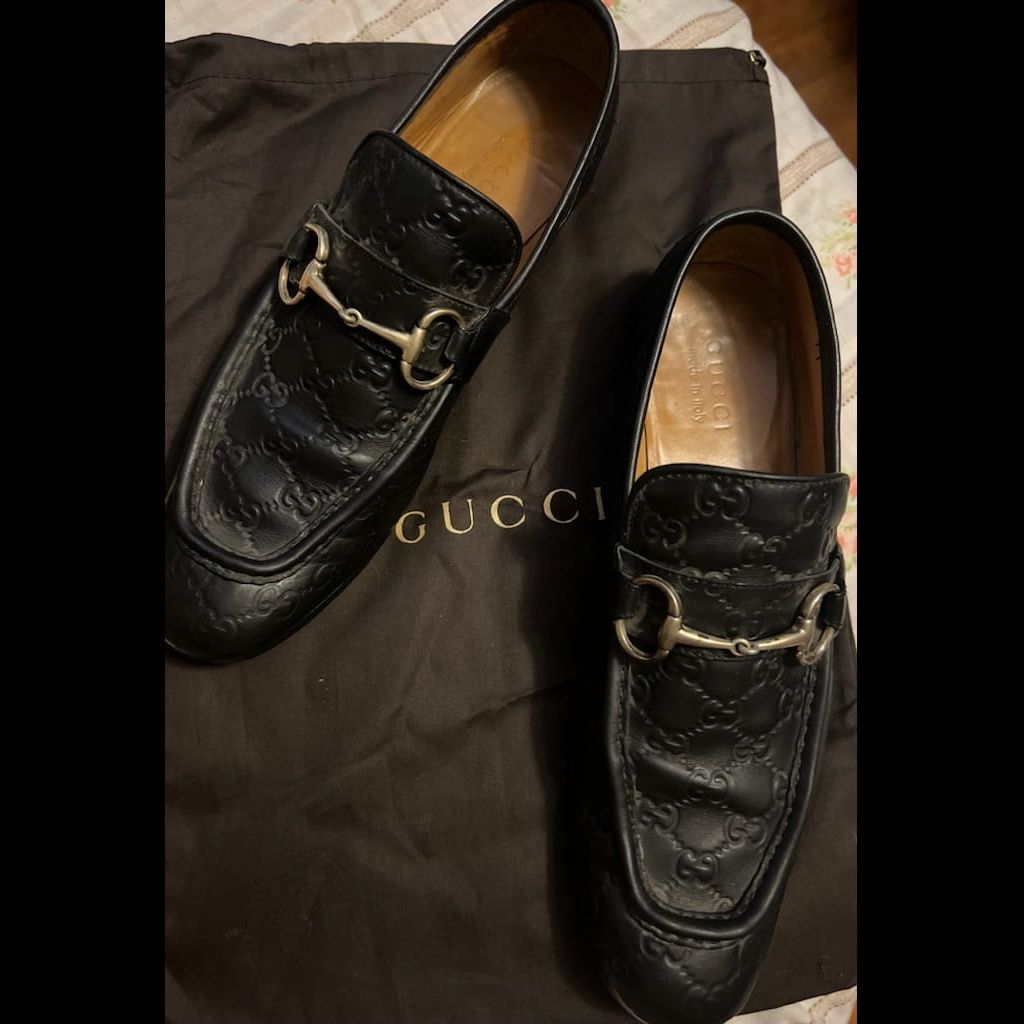 As new Gucci men leather loafers size 43.5