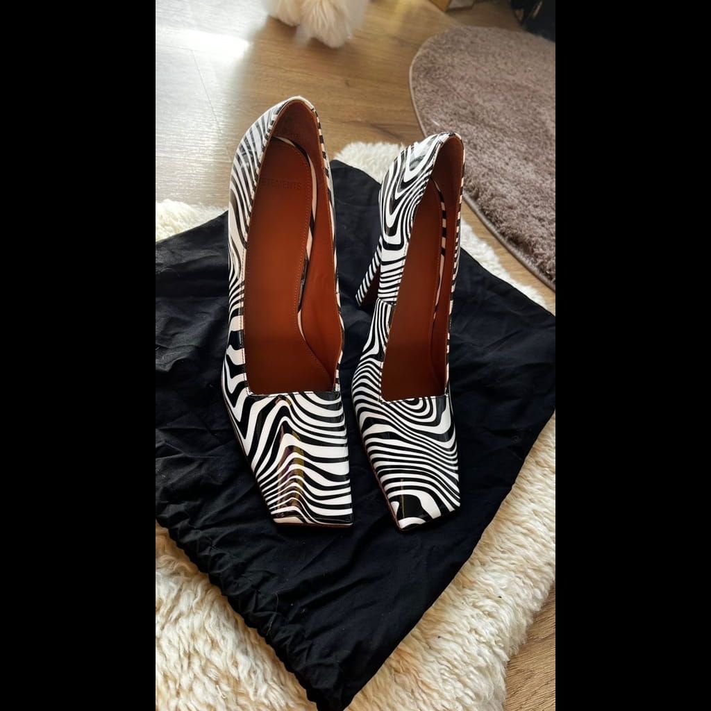 Vetements zebra patent leather square toe heels